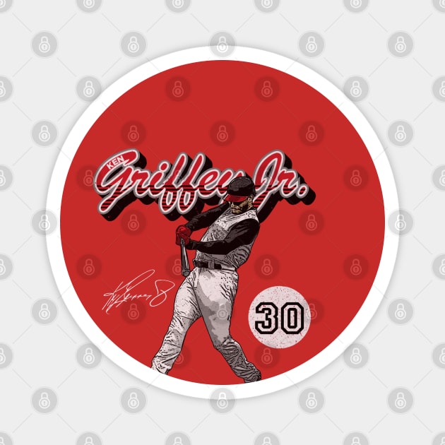 Ken Griffey Jr. Cincinnati Retro Script Magnet by danlintonpro